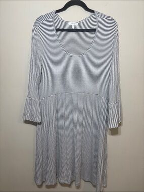 Maurices Black & White Striped Scoop-Neck Babydoll Dress